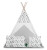 Namiot tipi dla dzieci, girlanda, światełka, 120x165 cm, biały w strzały