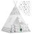 Namiot tipi dla dzieci, girlanda, światełka, 120x165 cm, biały w strzały