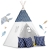 Namiot tipi dla dzieci, girlanda, światełka, 120x165 cm, granatowy, chmurki
