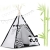 Namiot tipi dla dzieci, girlanda, światełka, 120x165 cm, biały, czarny