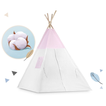 Namiot tipi dla dzieci, światełka, 120x165 cm, różowe w kropki