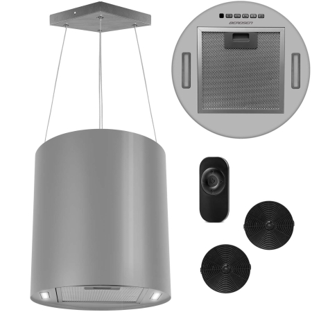 Okap kuchenny, wyspowy, wiszący, 35 cm, inox, BT-226, srebrny