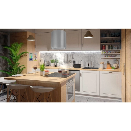 Okap kuchenny, wyspowy, wiszący, 35 cm, inox, BT-226, srebrny