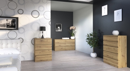 Komoda do sypialni, salonu, M6, 140x40x77 cm, dąb artisan