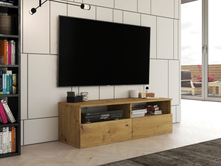 Szafka pod telewizor, stolik rtv, rumba, 120x40x38 cm, dąb artisan