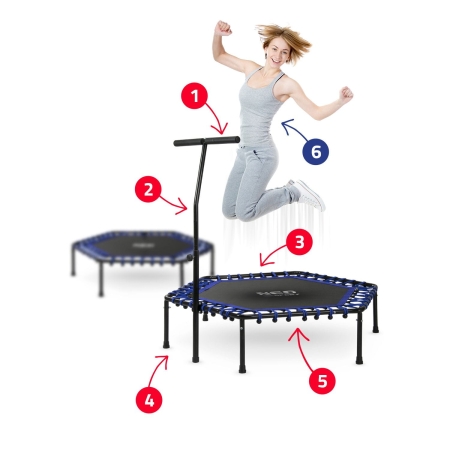 Trampolina fitness, z uchwytem, Neo-Sport, 127x118 cm, niebieski
