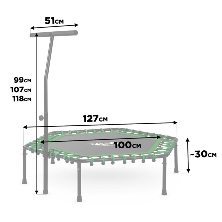 Trampolina fitness, z uchwytem, Neo-Sport, 127x118 cm, zielony
