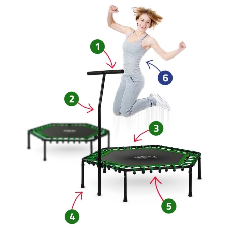 Trampolina fitness, z uchwytem, Neo-Sport, 127x118 cm, zielony