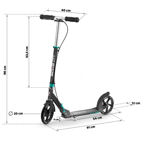 Hulajnoga dwukołowa, Soke City, czarno-turkusowa