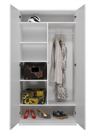 Szafa do sypialni, drzwi, półki, 90x50x180 cm, biel, mat