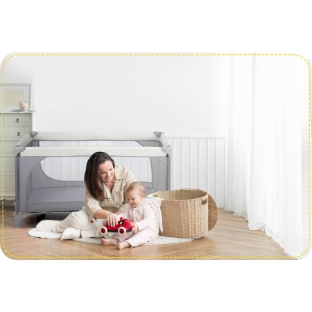 Łóżeczko turystyczne, składane, 65x125x78 cm, jasny szary