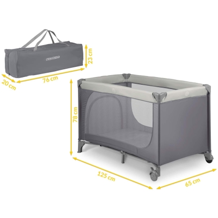 Łóżeczko turystyczne, składane, 65x125x78 cm, jasny szary