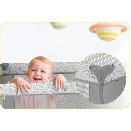 Łóżeczko turystyczne, przewijak, moskitiera, 65x125x78 cm, szary