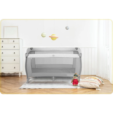 Łóżeczko turystyczne, przewijak, moskitiera, 65x125x78 cm, szary