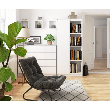 Regał biurowy, zamykany, półki, ORDO, 80x35x180 cm, biały, mat