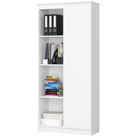 Regał biurowy, zamykany, półki, ORDO, 80x35x180 cm, biały, mat