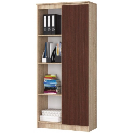 Regał biurowy, zamykany, półki, ORDO, 80x35x180 cm, dąb sonoma, wenge, mat