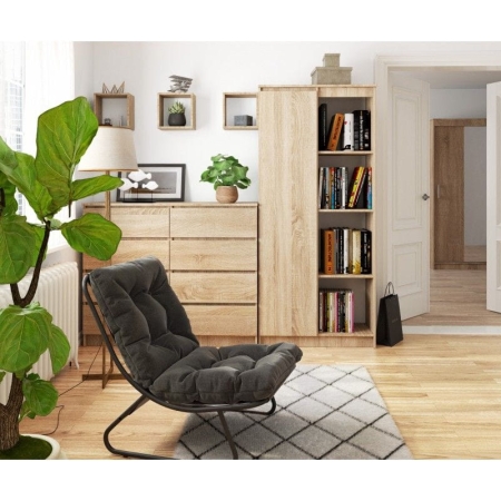 Regał biurowy, zamykany, półki, ORDO, 80x35x180 cm, dąb sonoma, mat