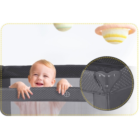 Łóżeczko turystyczne, przewijak, moskitiera, 65x125x78 cm, antracyt