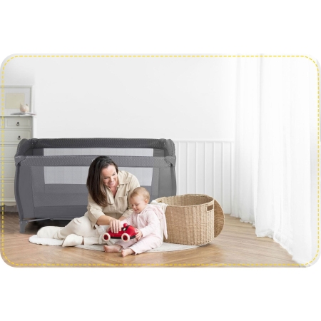 Łóżeczko turystyczne, przewijak, moskitiera, 65x125x78 cm, antracyt