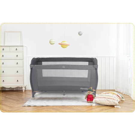 Łóżeczko turystyczne, przewijak, moskitiera, 65x125x78 cm, antracyt