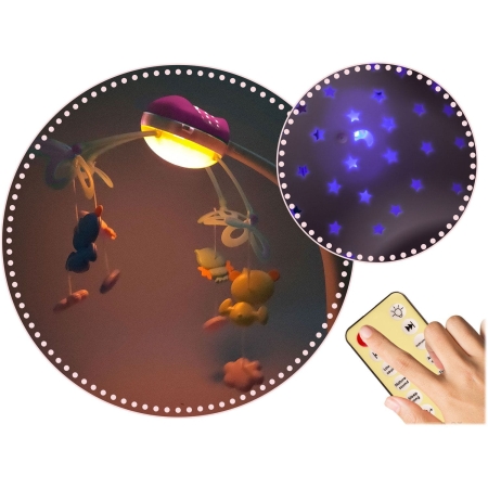 Karuzela do łóżeczka z projektorem, Ricokids, RK-813, różowa