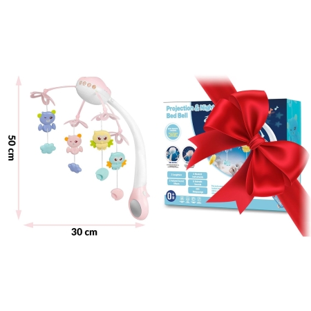 Karuzela do łóżeczka z projektorem, Ricokids, RK-813, różowa