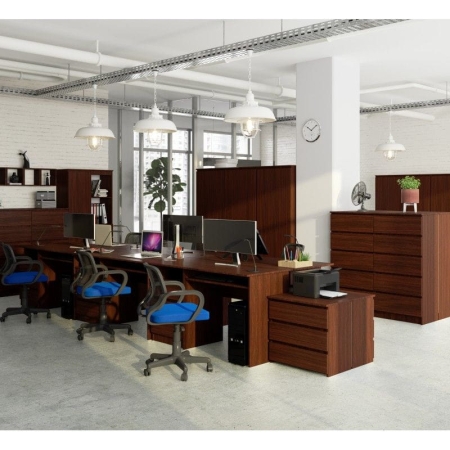 Biurko komputerowe z szufladami, NORI, 135x60x77 cm, wenge, mat