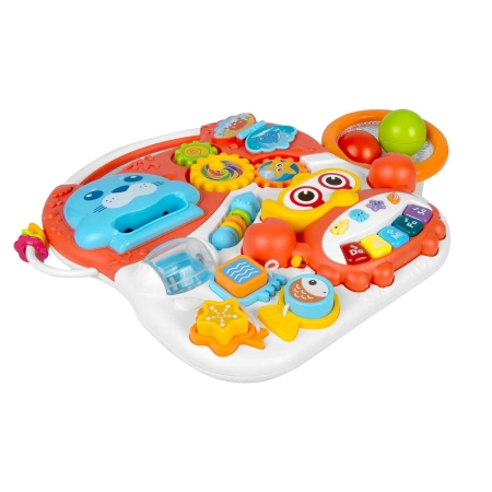 Pchacz, stolik edukacyjny, 2w1, Ricokids, biało-czerwony