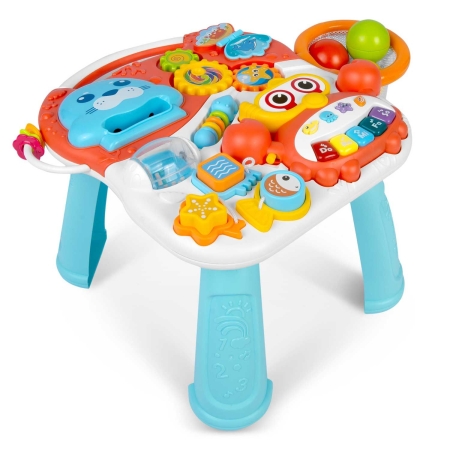 Pchacz, stolik edukacyjny, 2w1, Ricokids, biało-czerwony