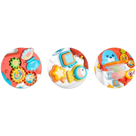 Pchacz, stolik edukacyjny, 2w1, Ricokids, biało-czerwony
