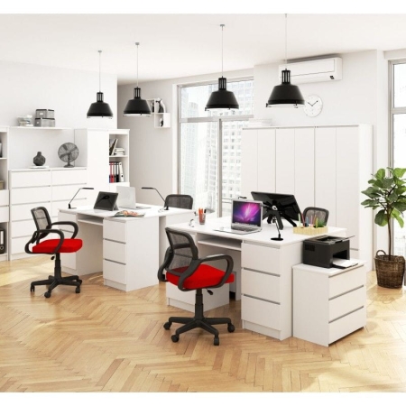 Biurko komputerowe, szuflady, CORE, 135x50x77 cm, biel, mat