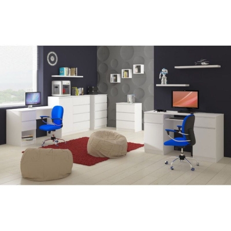 Biurko komputerowe, szuflady, CORE, 135x50x77 cm, biel, mat