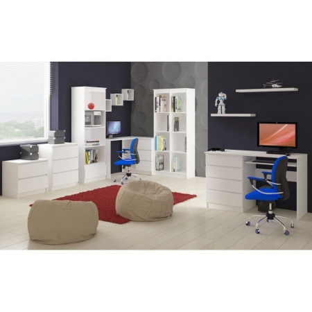 Biurko komputerowe, szuflady, CORE, 135x50x77 cm, biel, mat