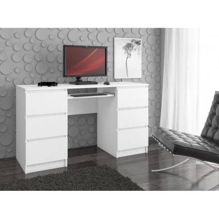 Biurko komputerowe, szuflady, CORE, 135x50x77 cm, biel, mat