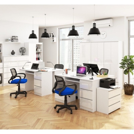 Biurko komputerowe, szuflady, CORE, 135x50x77 cm, biel, połysk