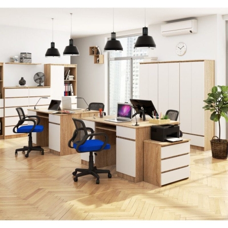 Biurko komputerowe, biurowe, TARON, 135x50x77 cm, dąb sonoma, biel, mat