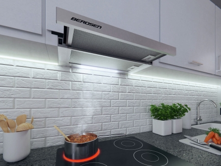 Okap kuchenny teleskopowy, podszafkowy, Berdsen, 60x46x16 cm, inox