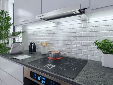 Okap kuchenny teleskopowy, podszafkowy, Berdsen, 60x46x16 cm, inox