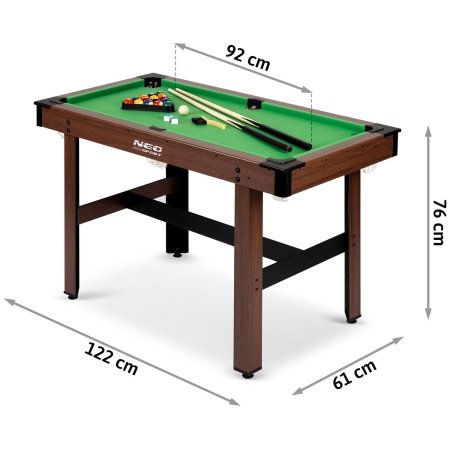 Duży stół do gry w bilard, Neo-sport, 122x61x76 cm, ciemny brąz