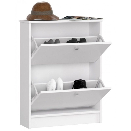 Szafka na buty, uchylne drzwiczki, ARONA, mini, 60x20x80 cm, biel, mat
