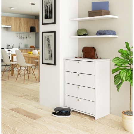Szafka na buty, schowek, CALMO, 66x36x85 cm, biel, mat