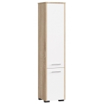 Regał łazienkowy, słupek, drzwi, ELION, 30x30x140 cm, dąb sonoma, biel, mat