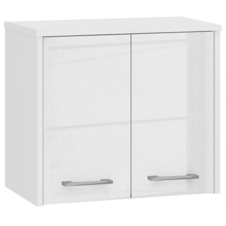 Szafka wisząca, witryna, ELION, 60x23x60 cm, biel, połysk