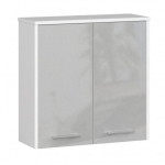 Szafka wisząca, witryna, ELION, 60x23x60 cm, biel, metalik, połysk