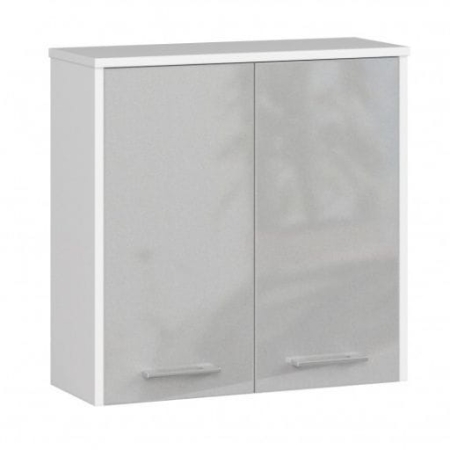 Szafka wisząca, witryna, ELION, 60x23x60 cm, biel, metalik, połysk