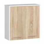 Szafka wisząca, witryna, ELION, 60x23x60 cm, biel, dąb sonoma, mat