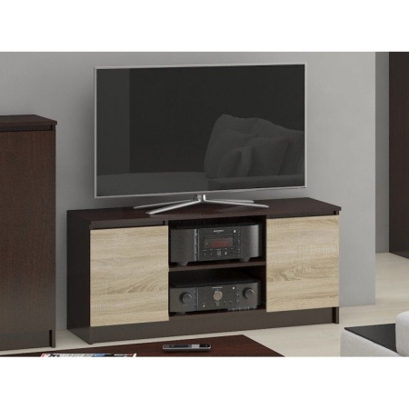 Szafka rtv, półki, NOVA, 120x40x55 cm, wenge, dąb sonoma, mat