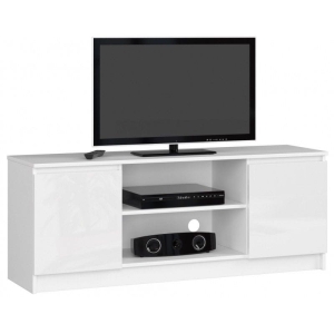Szafka rtv, stolik, NOVA, 140x40x55 cm, biel, połysk
