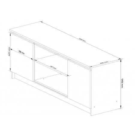 Szafka rtv, stolik, NOVA, 140x40x55 cm, dąb sonoma, biel, mat
